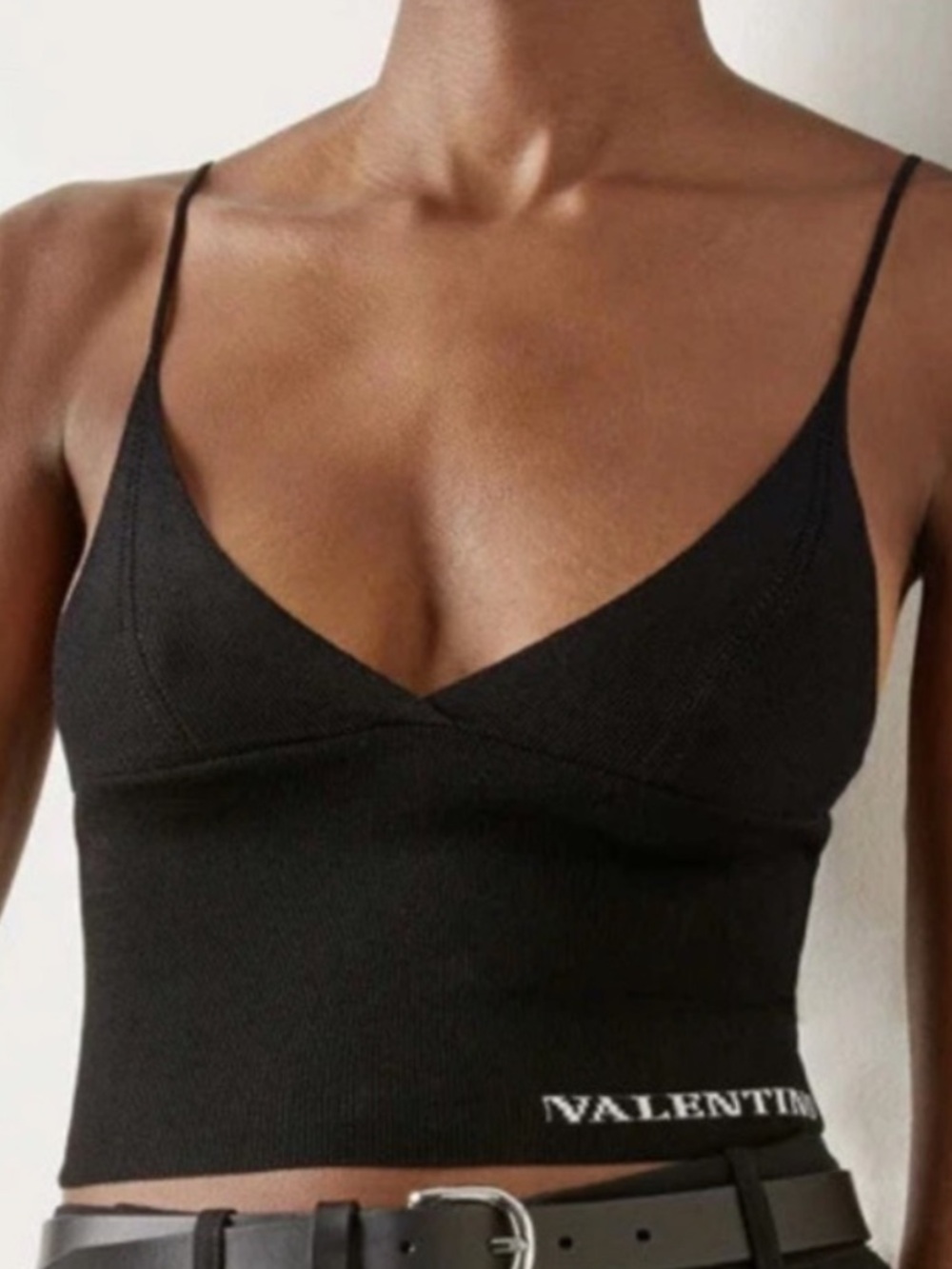 Valentino Logo-detailed knit bralette crop top
